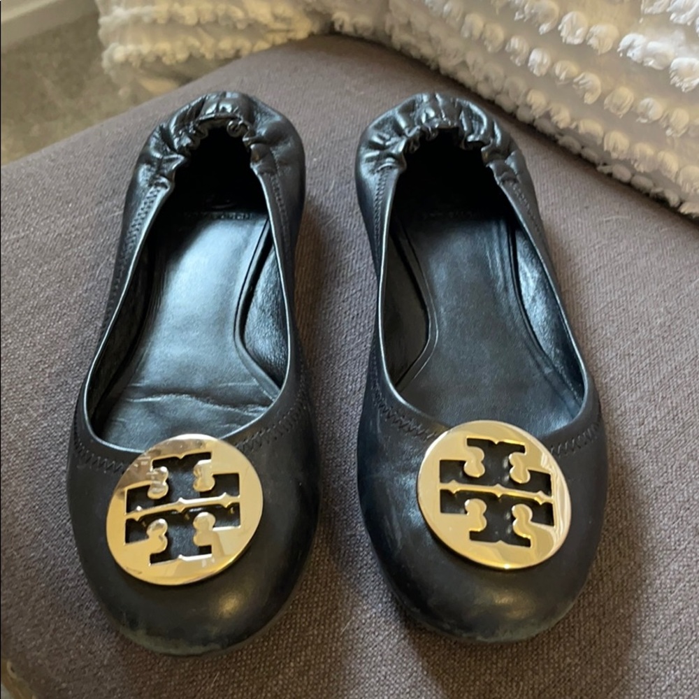 Tory Burch Classic Reva Ballet (Black/Gold)